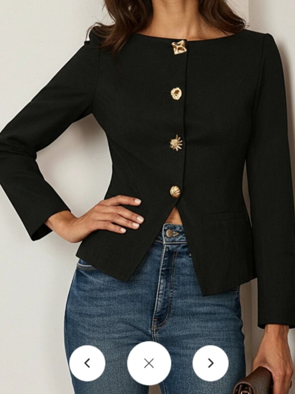NWT COMMENSE Suede Effect Fitted Metal Button Jacket - Womens XS